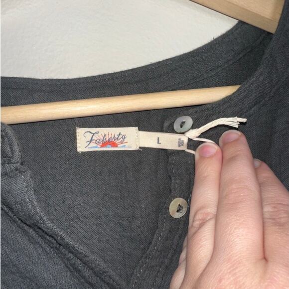 Faherty Dream Desmond Organic Cotton Top Washed Black Size Large NWT - Picture 4 of 8